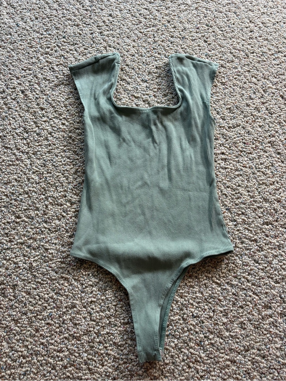 Altar'd State Sage Green Ribbed Bodysuit
